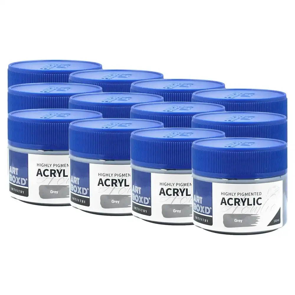 12x Art Boxd 100ml Premium Acrylic Artists Craft Colour Paint High Pigmented GRY