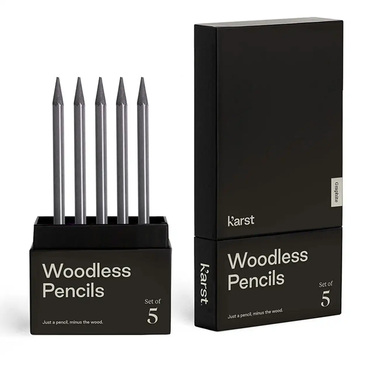5PK Karst Grey Graphite 2B Write/Scribble/Doodle/Draw Woodless Pencils