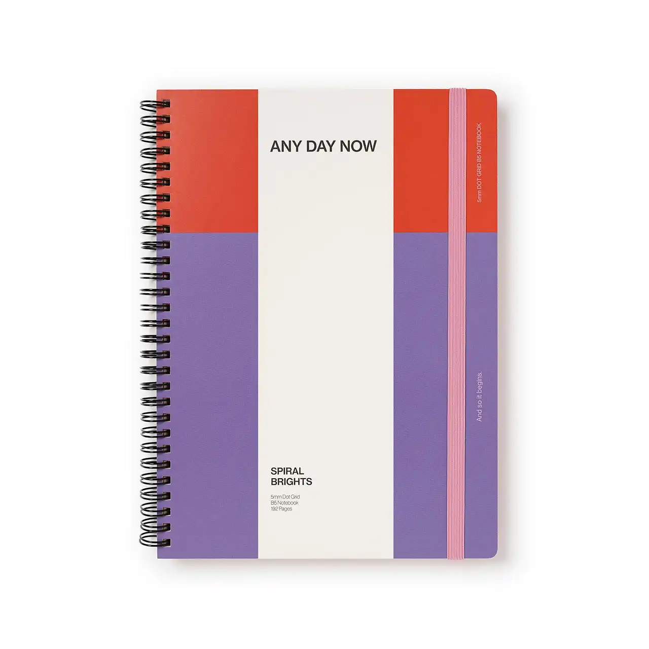 Any Day Now Dot Grid B5 Spiral Notebook 80gsm Paper Journal 192 Pages Red/Purple