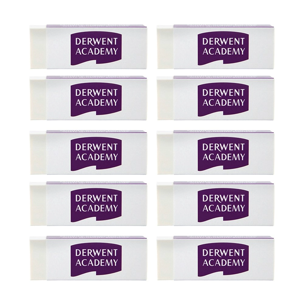 10x Derwent Academy Art Large Eraser For Graphic Pencil White 1.2x6.3x2.2cm