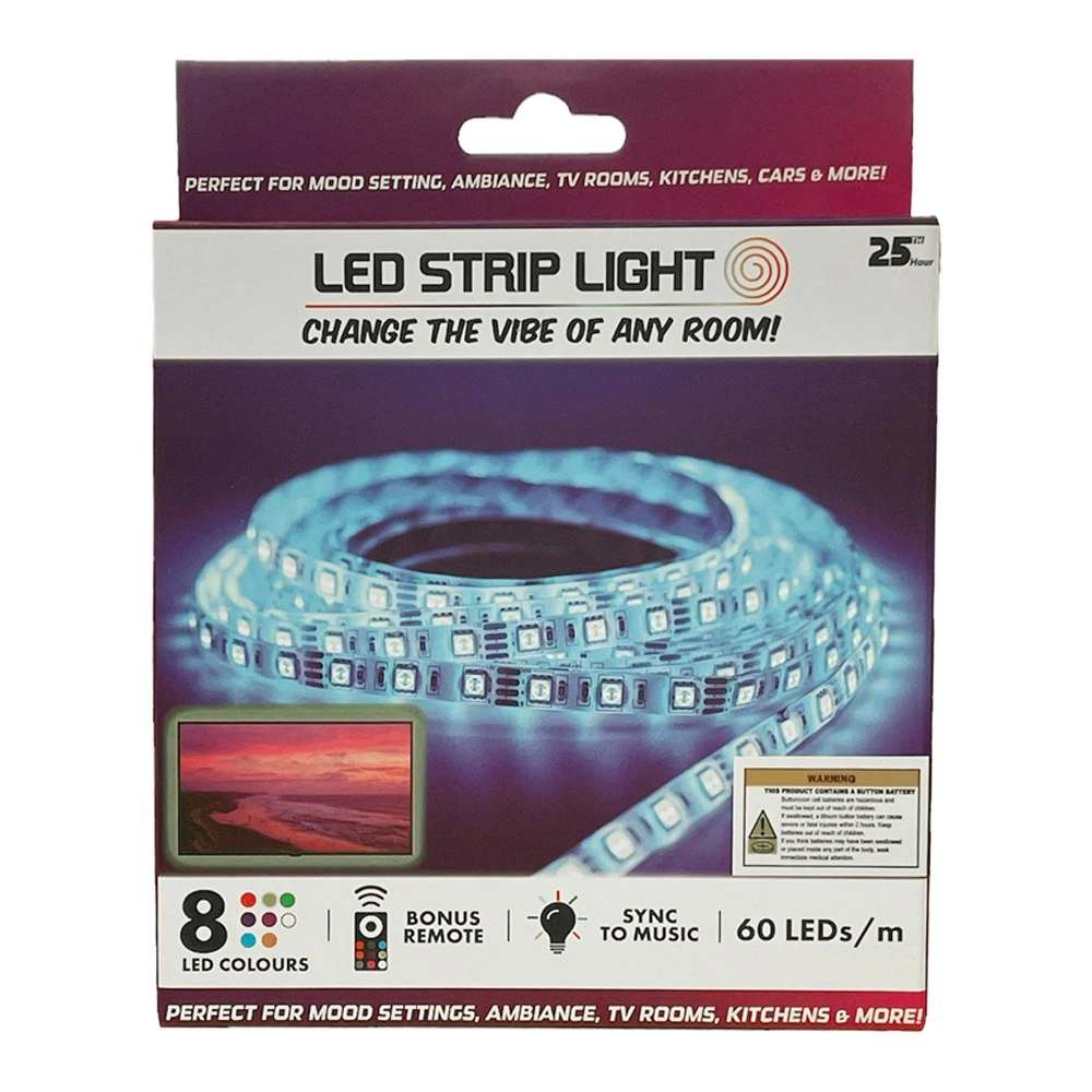 25th Hour 5m Colour Changing LED Strip Light IP65 Weather Resistant w/ Remote