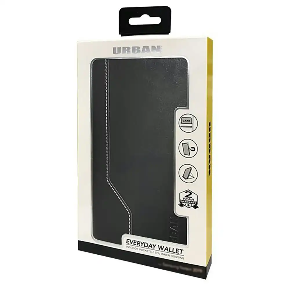 Urban Everyday Wallet Flip Case w/ Card Slot For Samsung Galaxy S21 Ultra Black