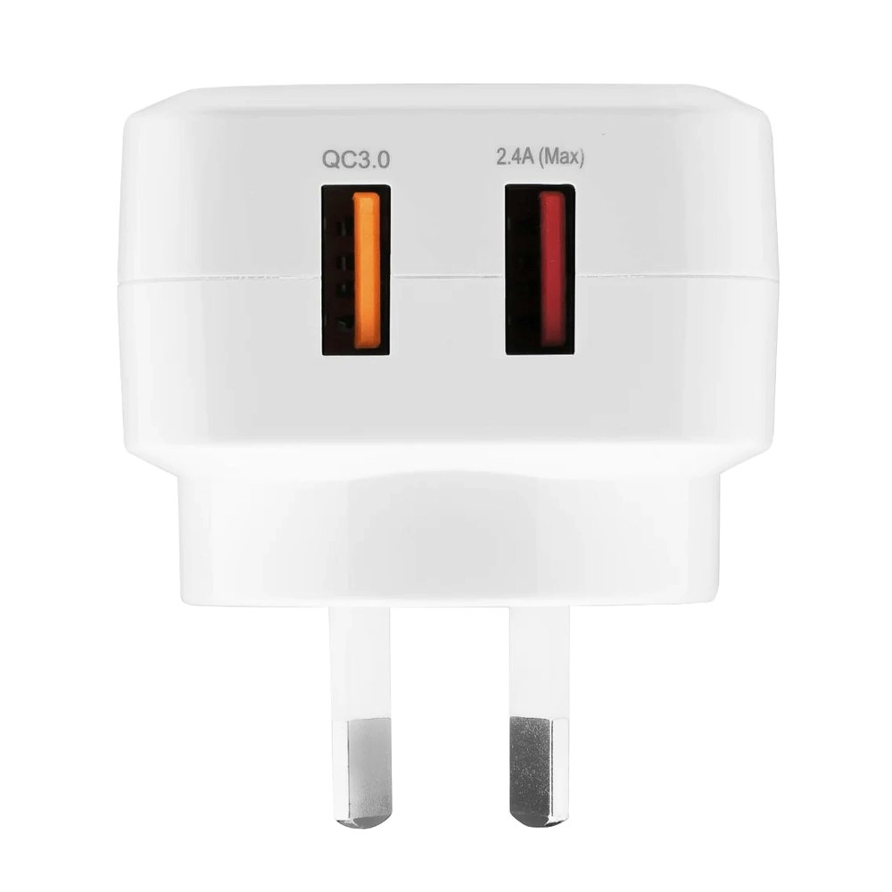 3sixT Dual USB Wall Adaptor Phone Fast Charger AU 5.4A + w/USB-C Cable 1m White