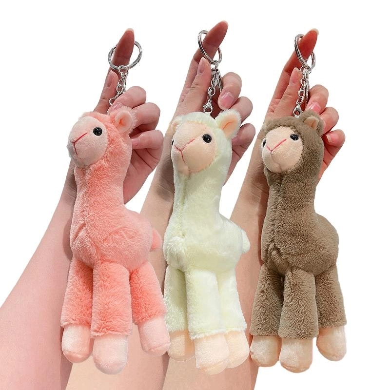 Cute Mini Alpaca Soft Plush Stuffed Doll Toys Keychain Cartoon Bag Pendant