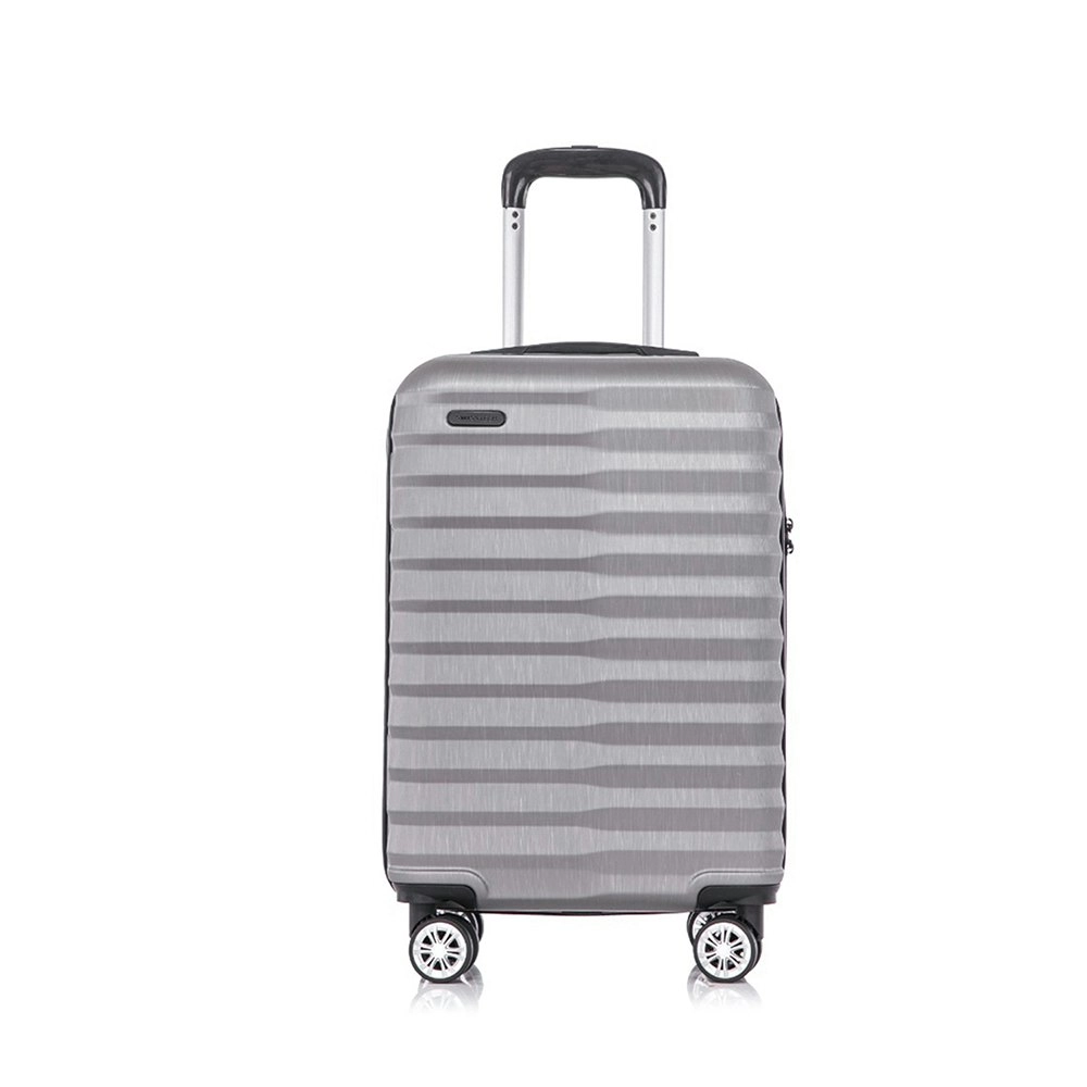 SwissTech Odyssey 43L/56cm Carry On Luggage Travel Suitcase Trolley Silver Grey