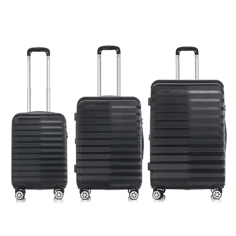 3pc SwissTech Odyssey 43L/76L/114L Carry/Checked Luggage Set Suitcase Bag Black