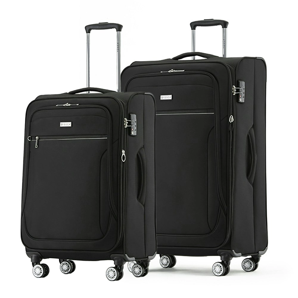 2pc Tosca Transporter 26"/30" Checked Trolley Luggage Suitcase Md/Lg Black