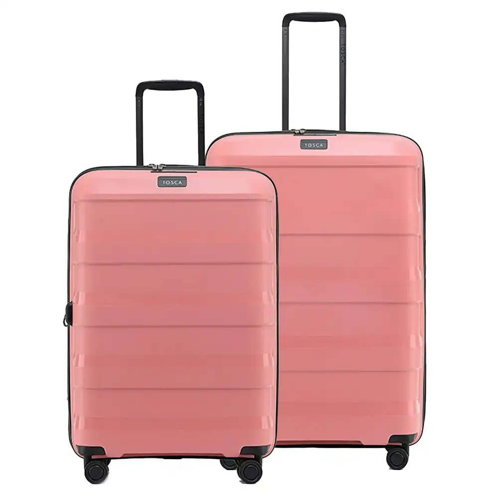 2pc Tosca Comet PP 25"/29" Checked Trolley Travel Suitcase Medium/Large - Coral