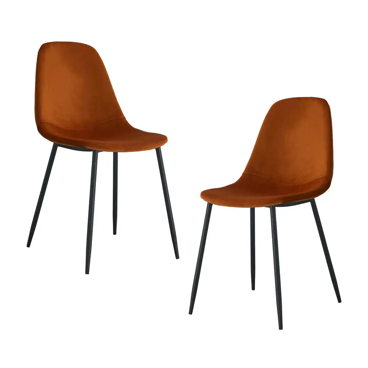 Luca Velvet Dining Chair Set of 2 (Black, Rust)