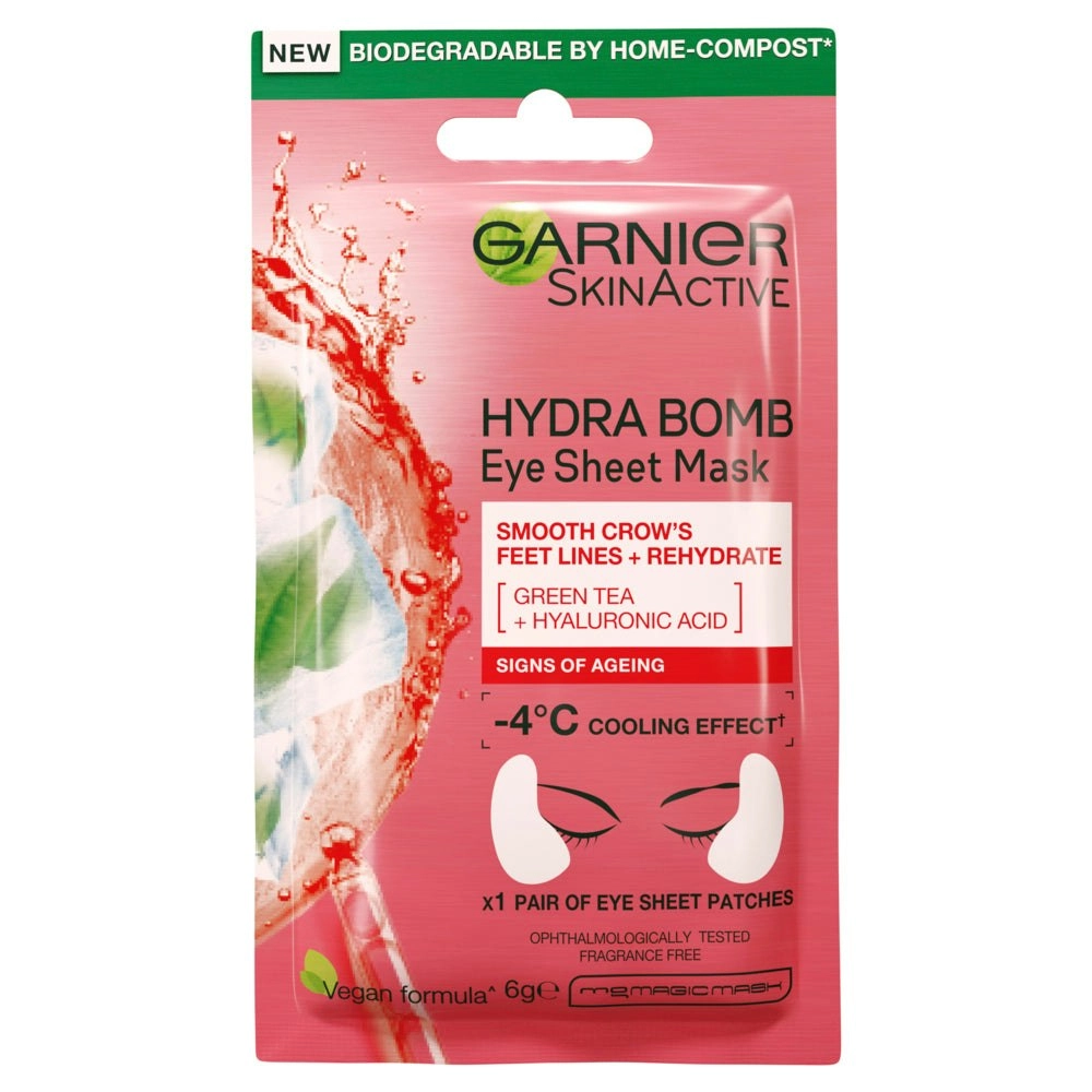 Garnier Hydra Bomb Hyaluronic Acid + Green Tea Anti Ageing Eye Sheet Mask 6g