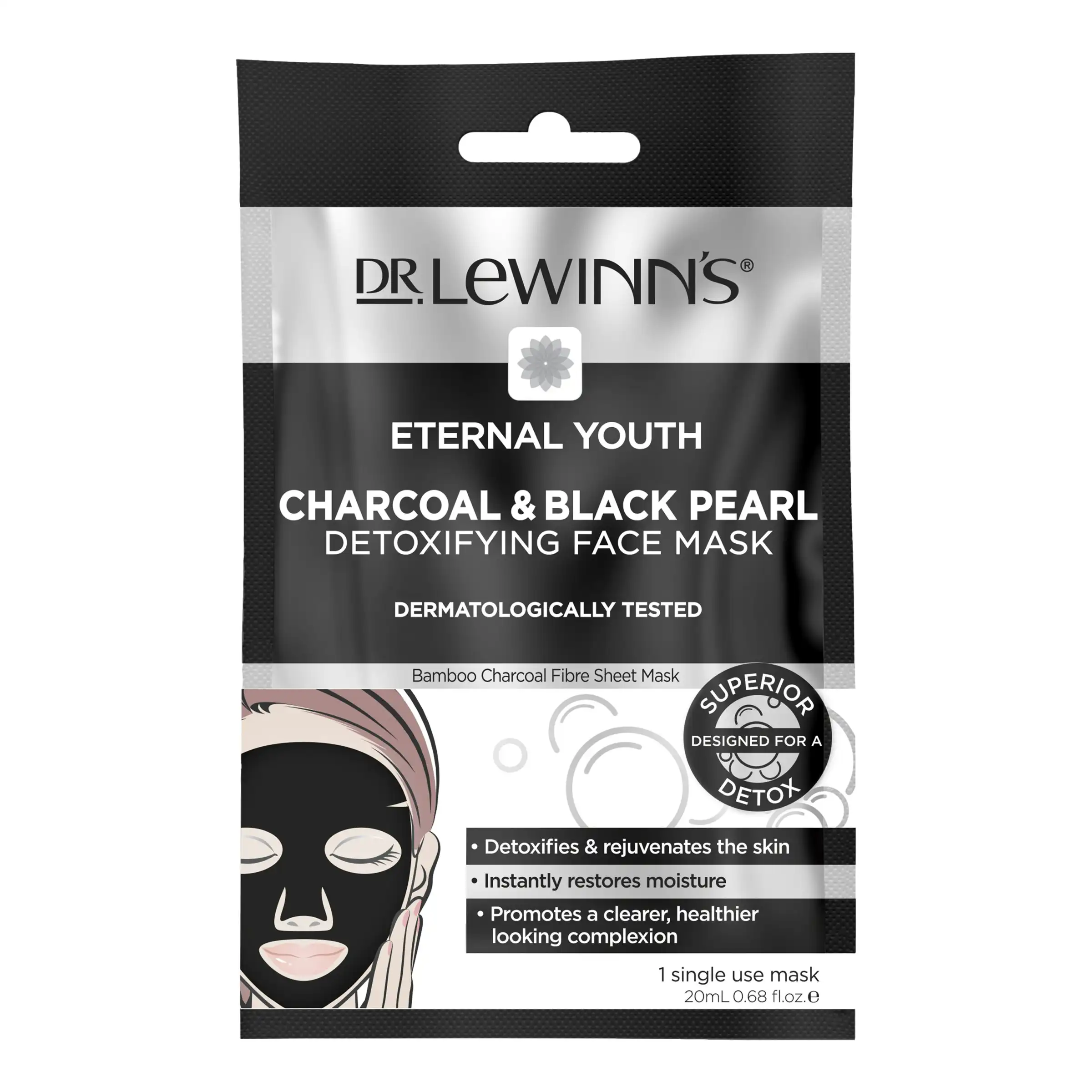 Dr LeWinn's Eternal Youth Charcoal & Black Pearl Detoxifying Face Mask 1 pack
