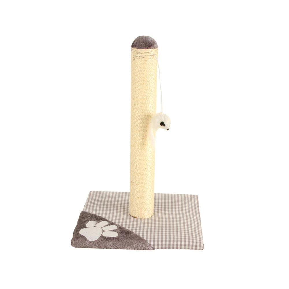 Pro Pet Care 28cm Cat Scratching Post Stand Scratcher w/Fun Plush Toy Grey/Beige