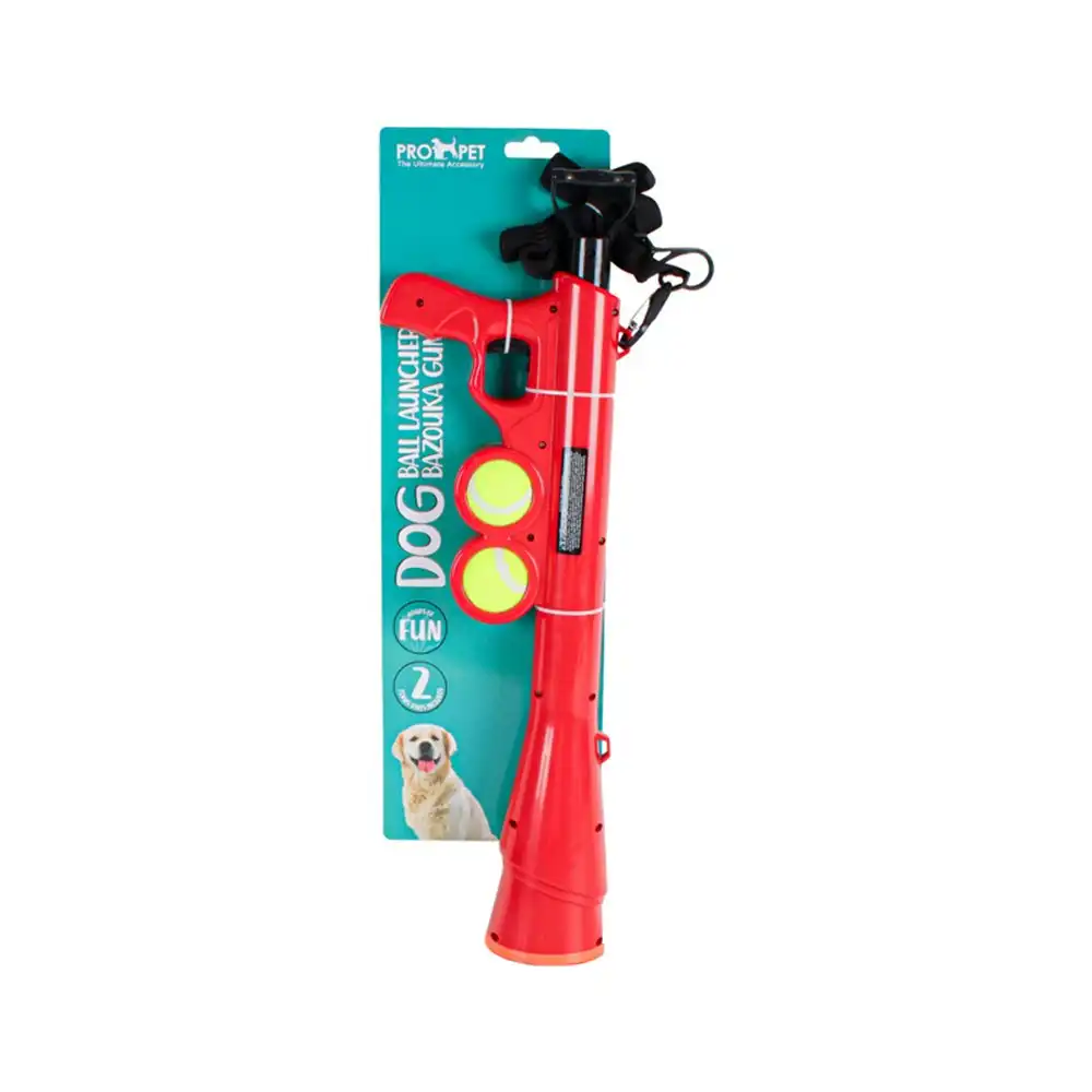 Pro Pet Care Plastic 66cm Bazouka Gun w/Ball Dog Fetch Fun Play Activity Toy Red