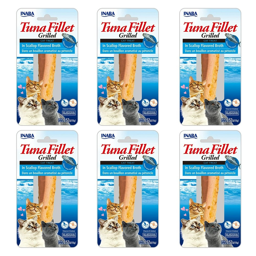 6PK INABA 15g Grilled Tuna Fillet In Scallop Flavoured Broth Cat Pet Food Pack