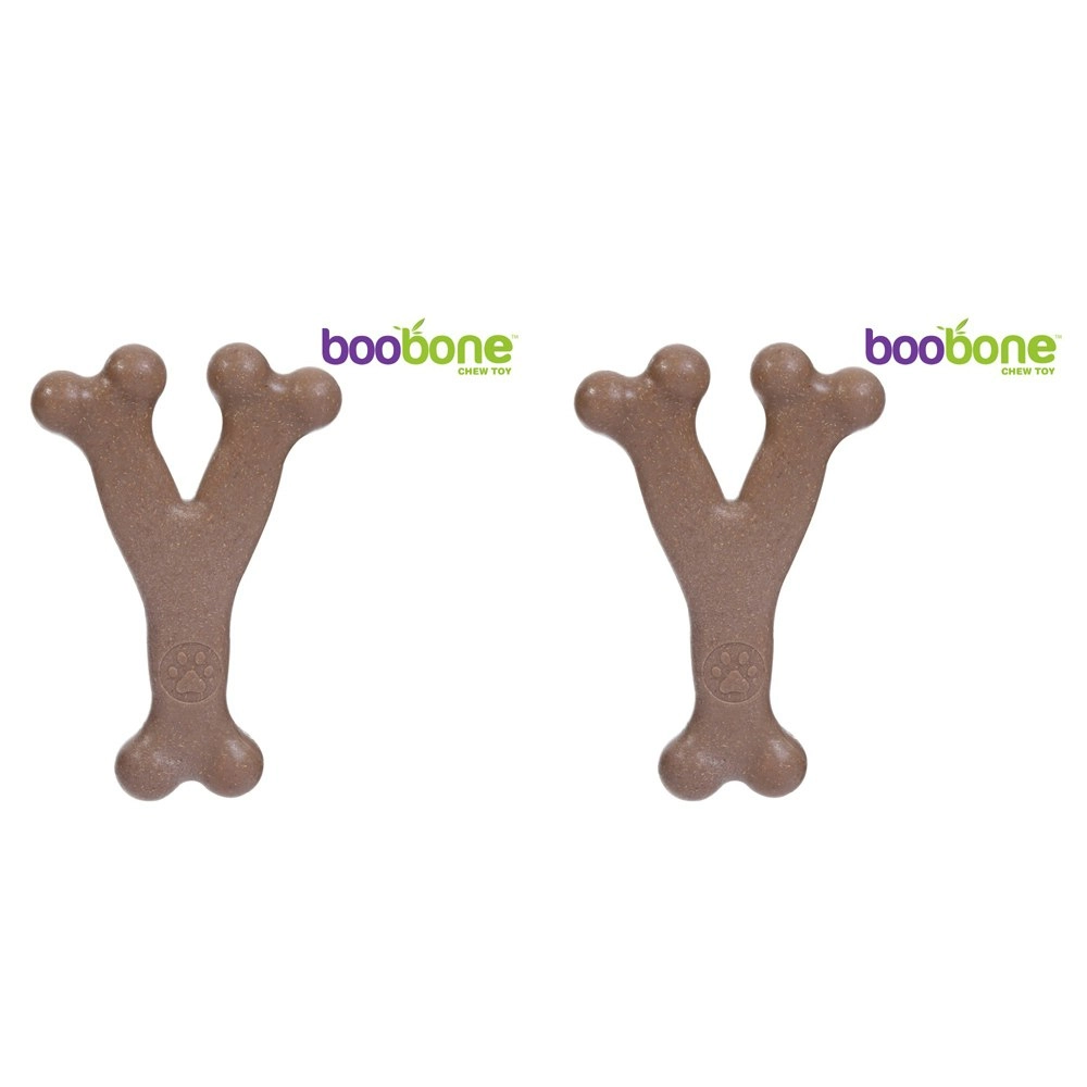 2x Paws & Claws BooBone 17.5cm Bamboo Fibre Wishbone Dog Chew Toy Asst Flavour