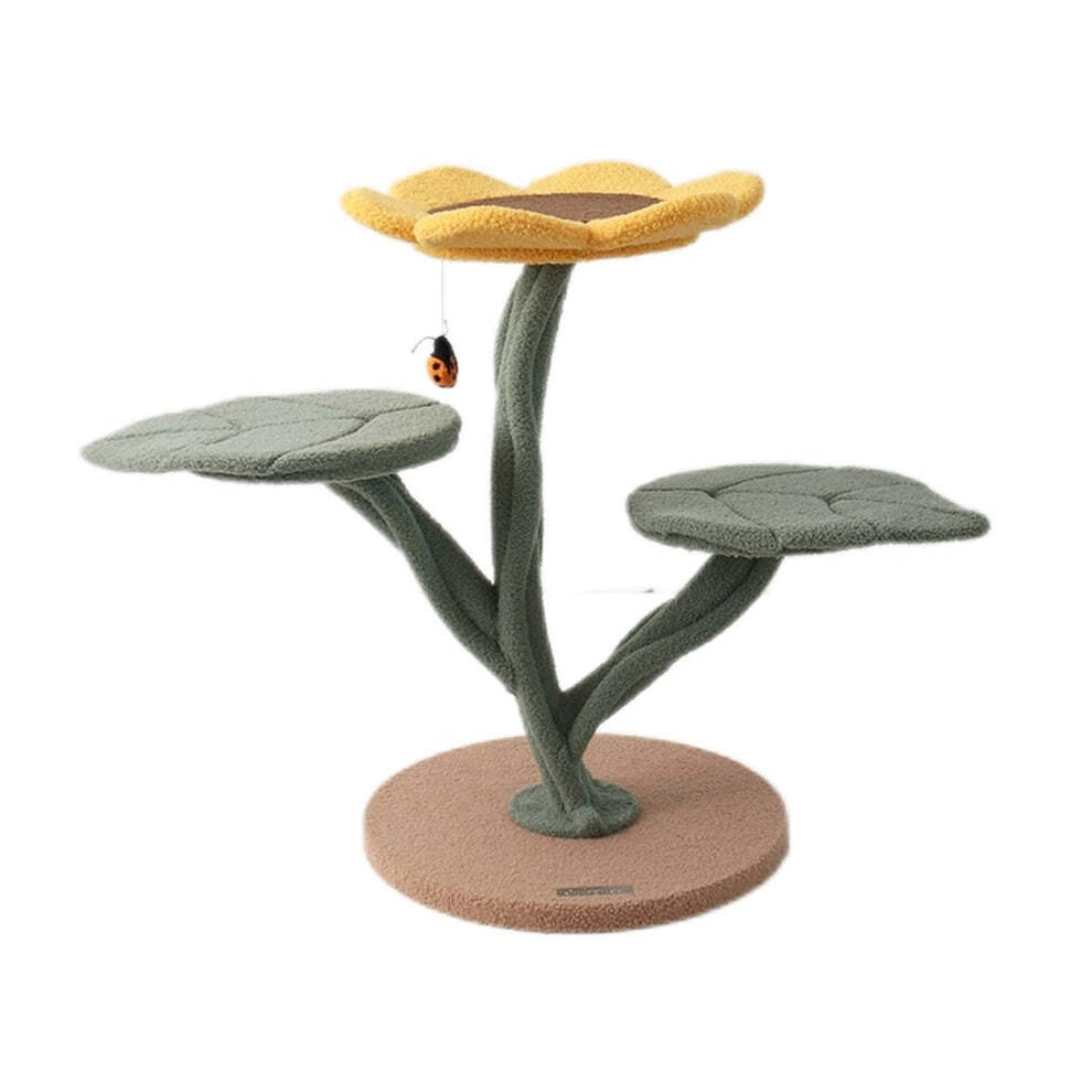 Cmisstree 3-Level Sunflower Pet Cat Scratching Tree Post w/Hanging Toy Scratcher