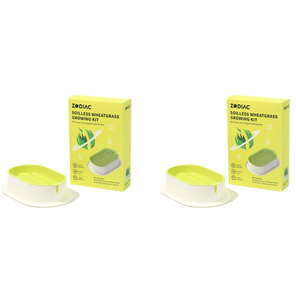 2x Zodiac Soilless Wheatgrass Growing Kit Pet/Cat Feeding Healthy Snack Yellow