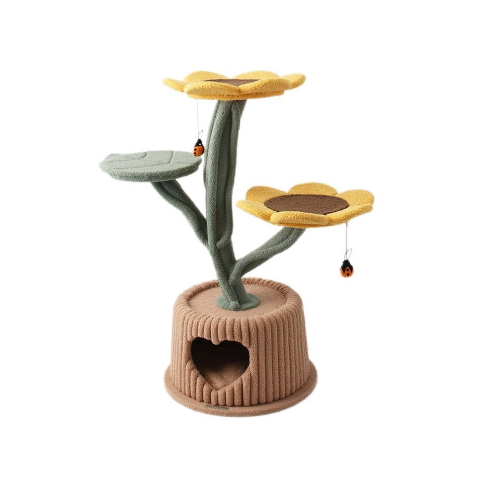 Cmisstree Sunflower in a Pot House Pet Cat Tree Scratcher Post w/ Hanging Toy