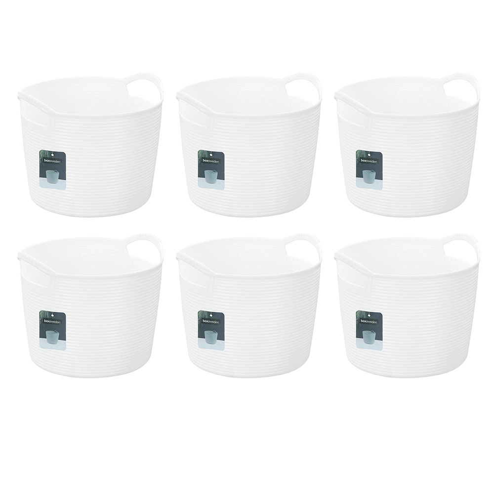 6x Boxsweden Decor 3L Flexible Round Tub Storage Basket Home Organiser Asst