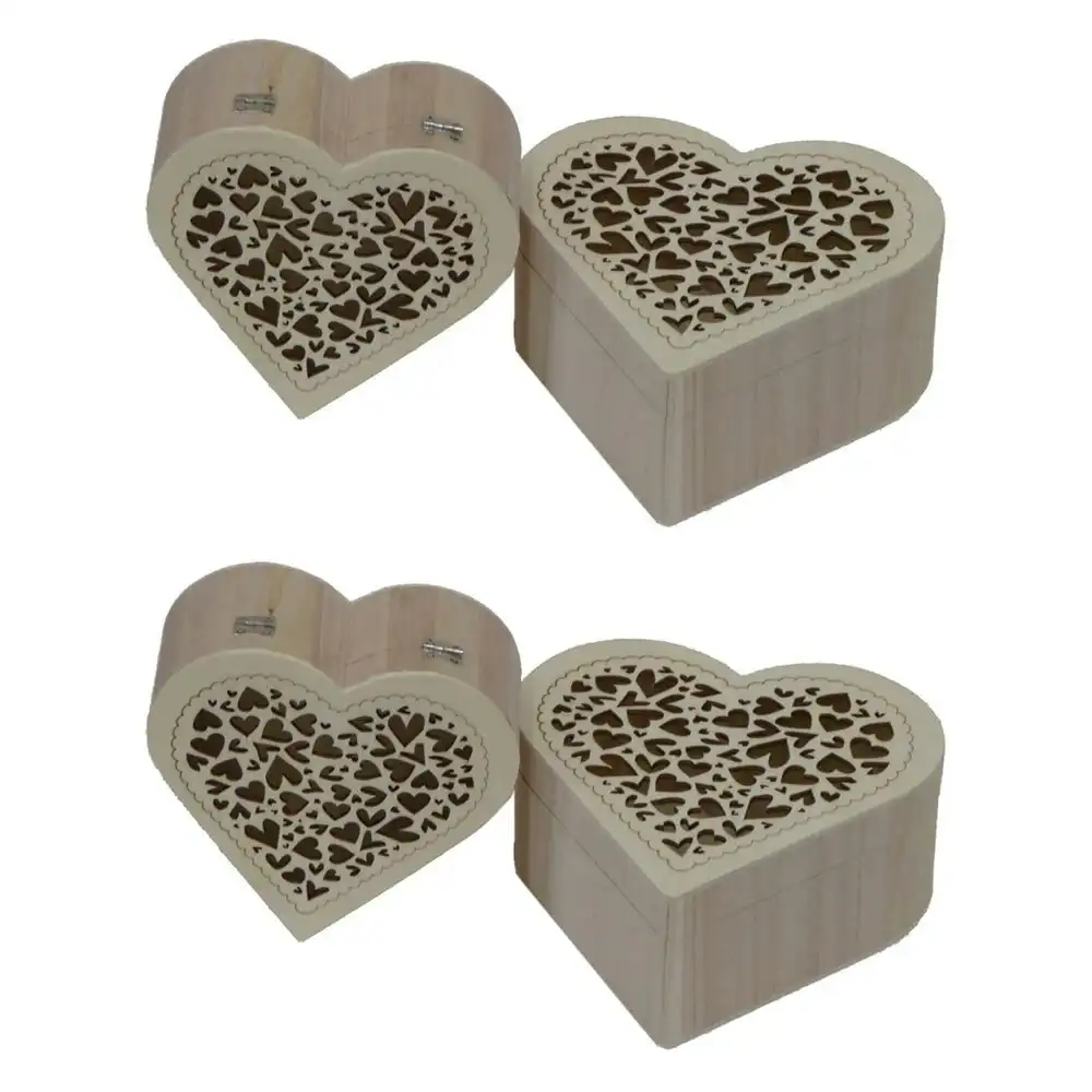 2x 2pc Boyle Craftwood Heart-Shaped Storage Organiser Jewelry Box w/ Lid Set