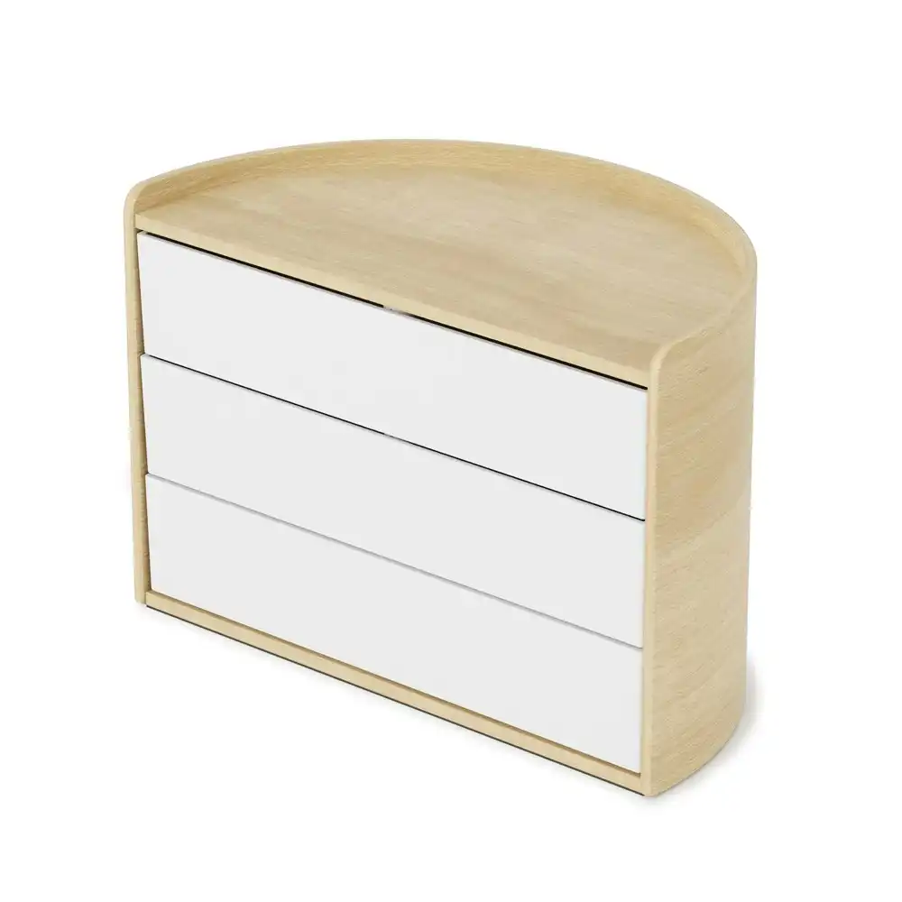 Umbra Moona 3 Tier Bathroom/Jewelry Storage Drawers White/Natural Woodgrain