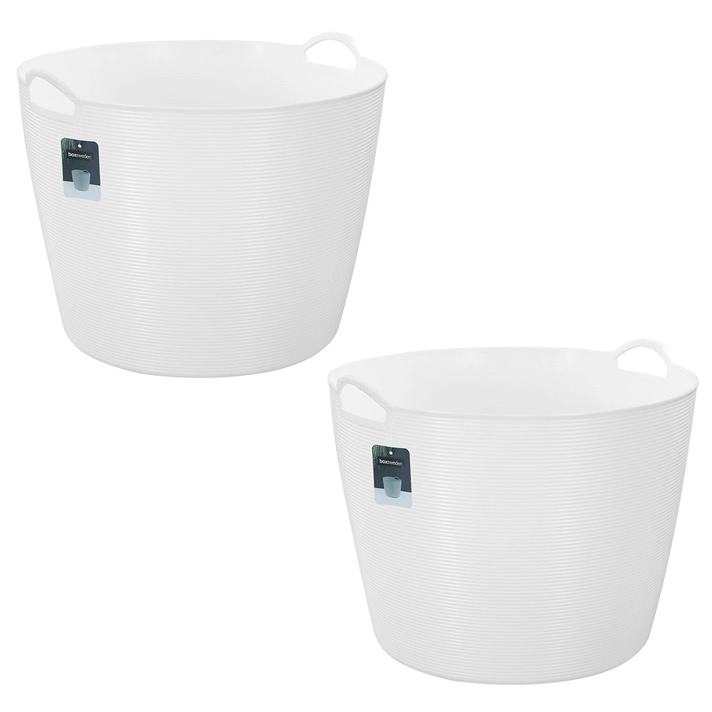 2x Boxsweden Decor 42L Flexible Round Tub Storage Basket Home Organiser Asst