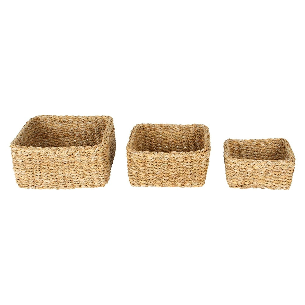 3pc Maine & Crawford Scarborough 18/22/26cm Seagrass Square Mini Tray Storage