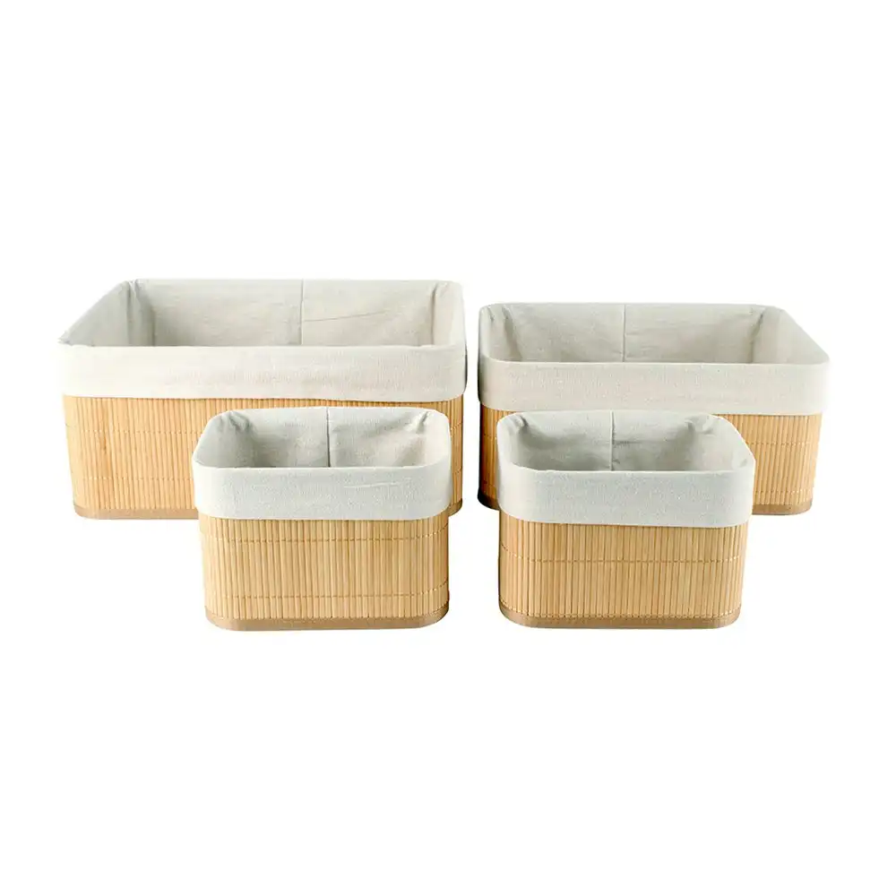 4pc Maine & Crawford Kalib 20/25/40cm Storage Basket Set Bamboo w/Lining Natural