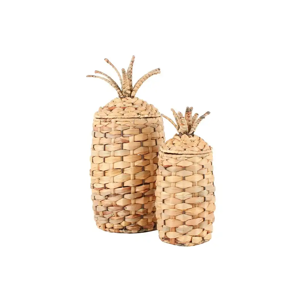 2pc Maine & Crawford Pippi 28/40cm Pineapple Basket Storage Set w/ Lid Natural