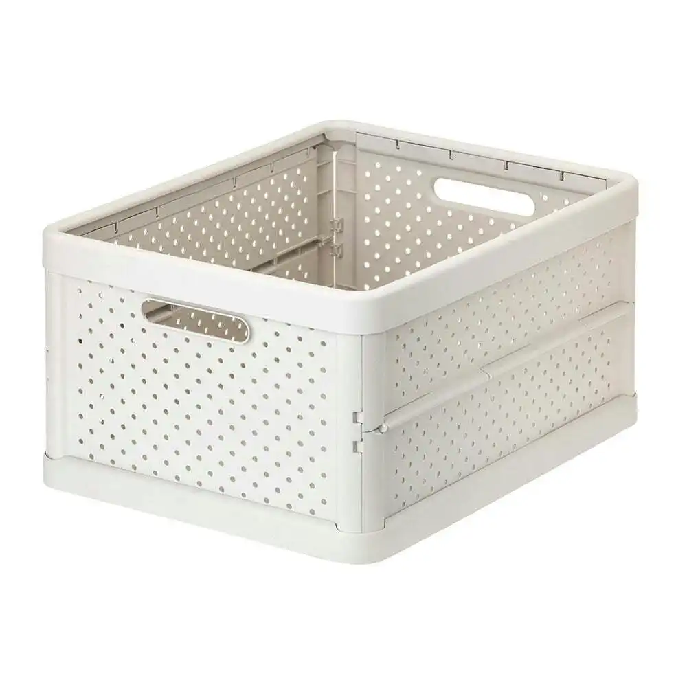 Vigar Compact 32L Plastic Foldable Crate Home Basket Storage Organiser White