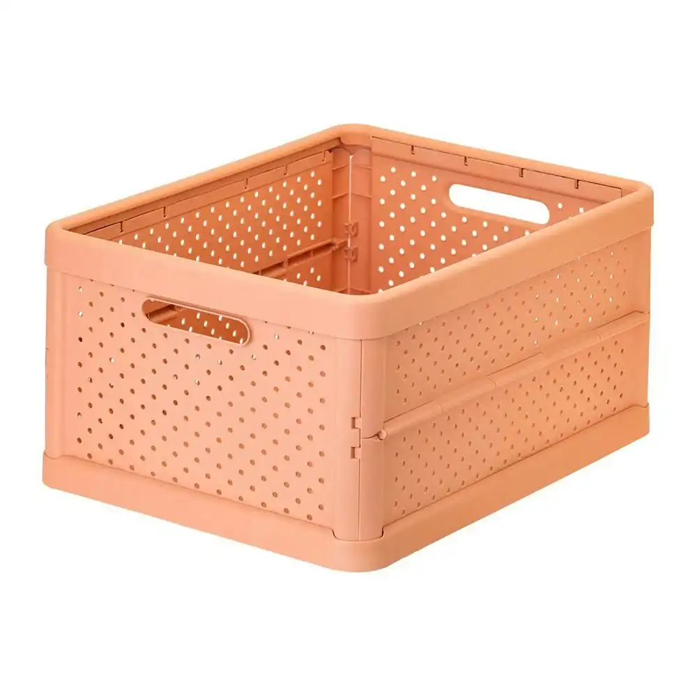 Vigar Compact 32L Plastic Foldable Crate Home Basket Storage Organiser Orange