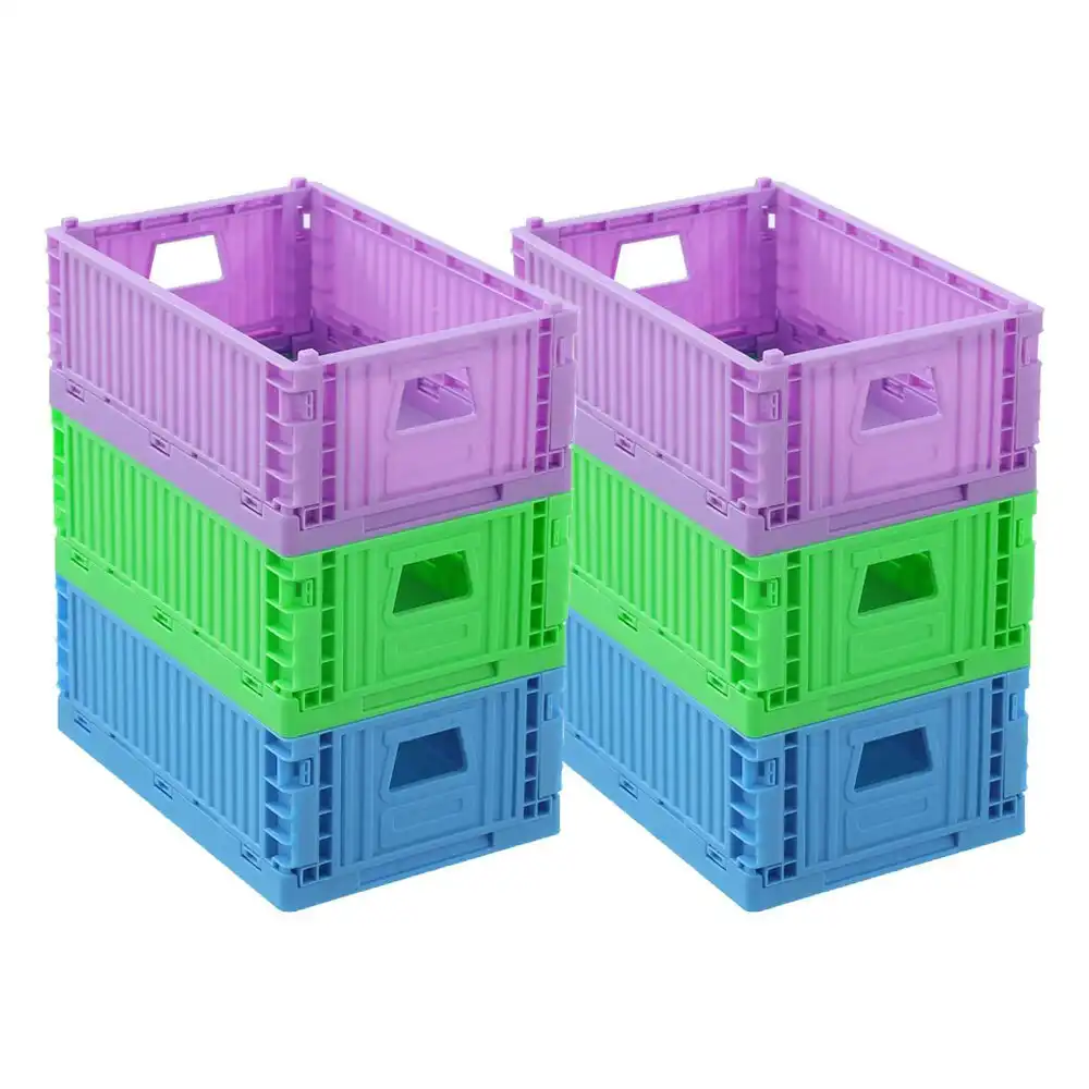 6 x Boxsweden 21x14cm Foldaway Crate Organiser Home Storage Container Assorted