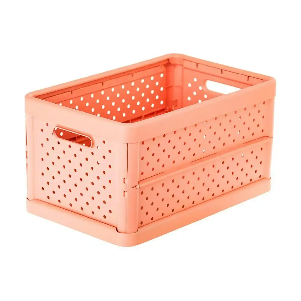 Vigar Compact 11.3L Plastic Foldable Crate Home Basket Storage Sunrise Orange