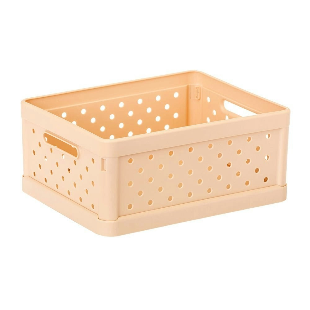 Vigar Compact 3.3L Plastic Foldable Crate Home Basket Storage Tray Peach Pink