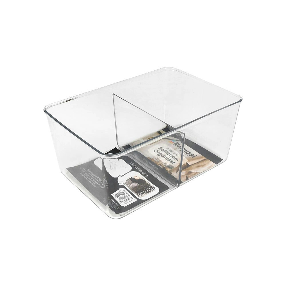 Kemasi Clear Bathroom Sink Top Storage Organiser Caddy 2 Compartments 22x15cm