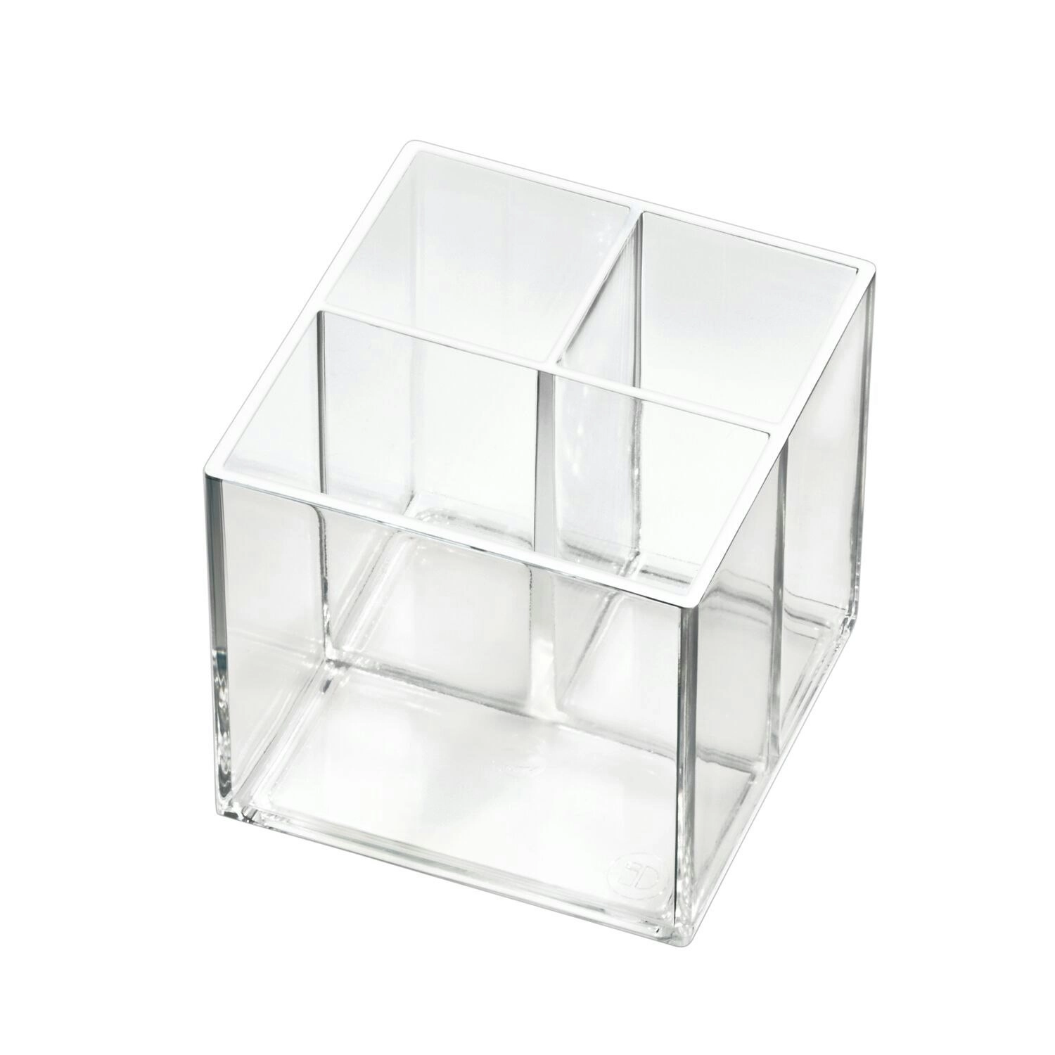 Idesign 10.79x10.16cm Cosmetic Cube Makeup Holder Organiser Clear/Matte White