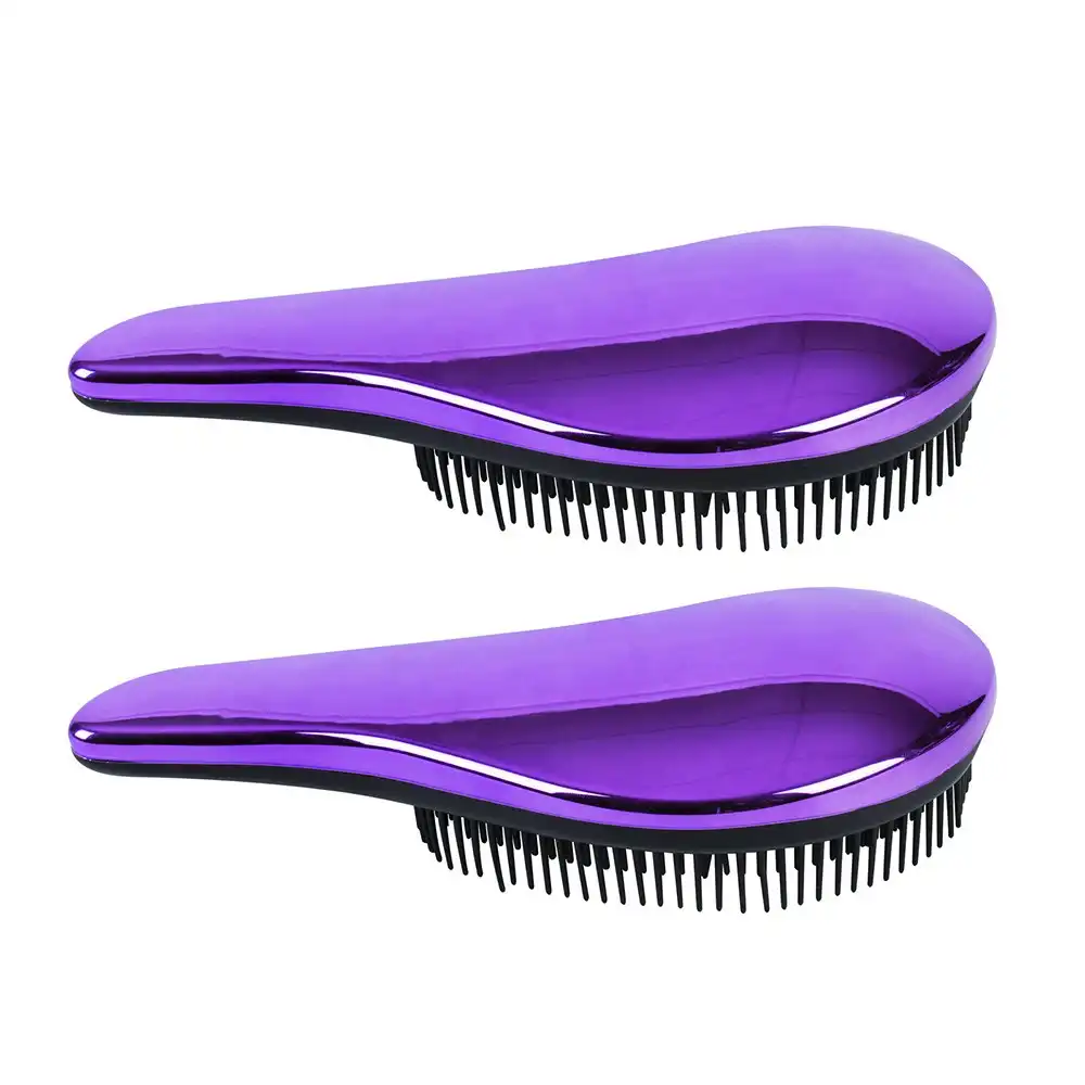2x Living Today TPEE Bristles Detangling Brush Hair Styling Comb Metallic Pink