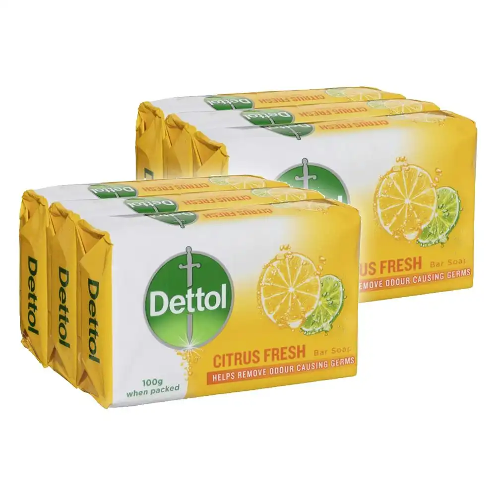 2PK Dettol Odour/Germ Cleaning/Washing Hand Bar Soap 100g Citrus Fresh Scent