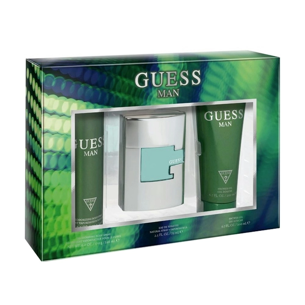 3pc Guess Man 75ml Eau De Toilette Fragrance Shower Gel Wash & Body Spray Set