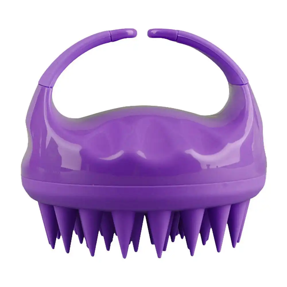 Liven Zen Scalp Care Silicone Cleansing Hair Massager Shower Brush Purple