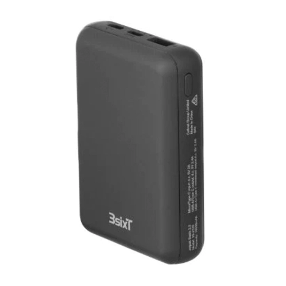 3sixT JetPak USB/USB-C Basix 2.0 10,000mAh Power Bank Phone Charging Battery BLK