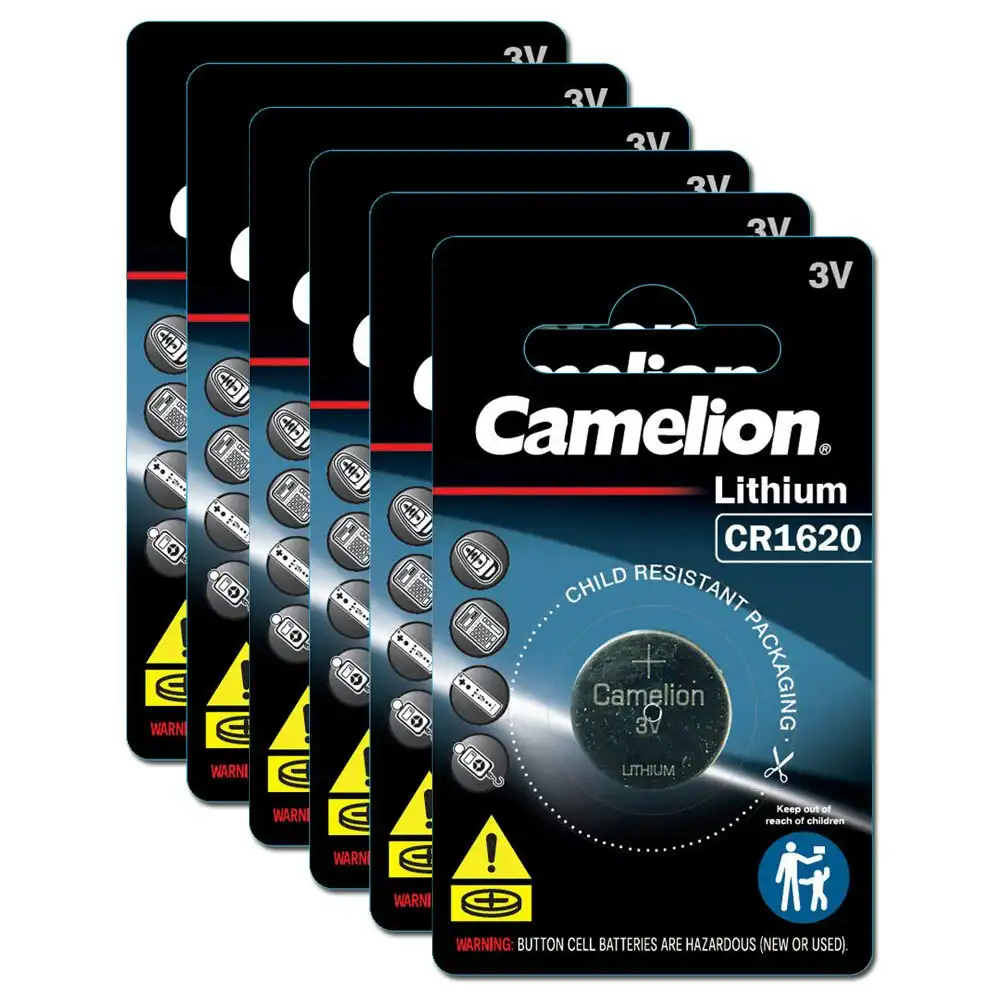 6x Camelion Lithium 1620 Button Cell 3V Batteries For Calculator/Watch/Car Keys