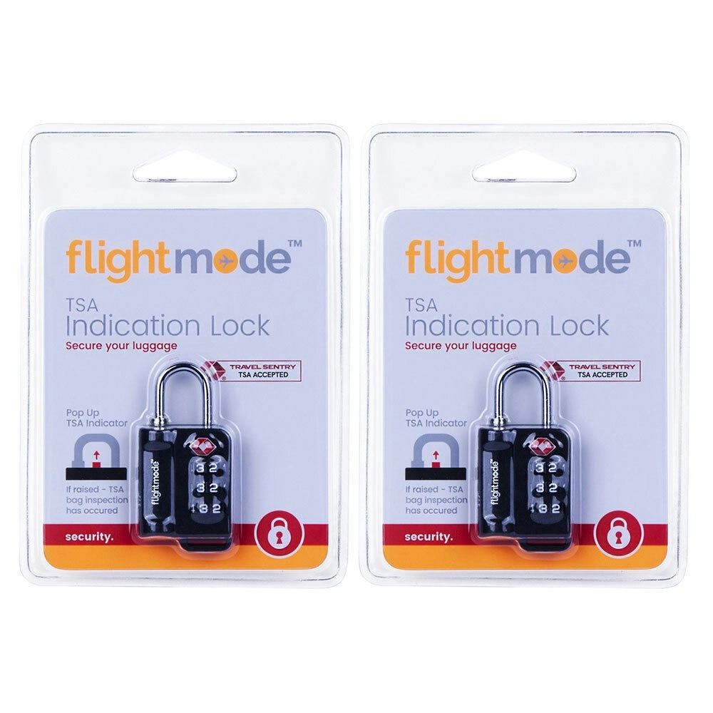 2x Flightmode Tsa Pop Up Indication Padlock Travel Luggage/Bag Security Lock BLK