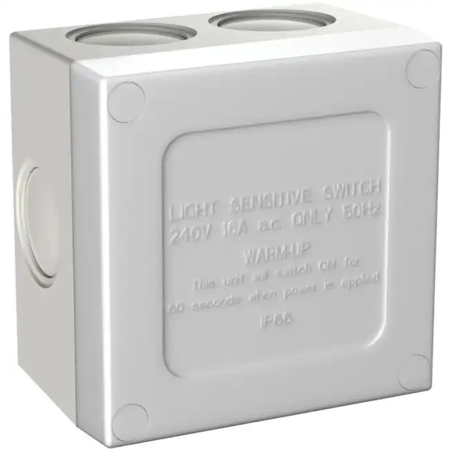 Cabac Weatherproof Sunset Switch w/ Light Sensor Timer/Eco/Standard Mode White