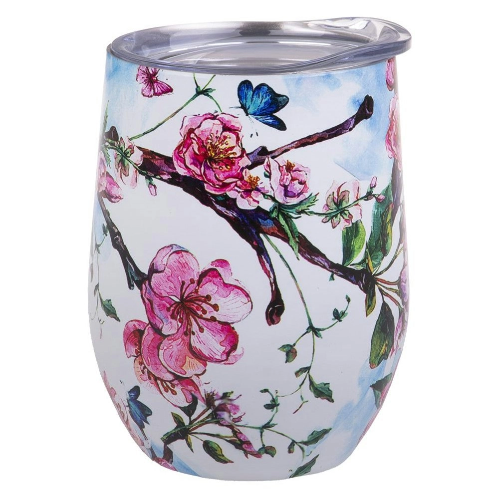 Oasis 330ml Stainless Steel Double Wall Insulated Wine Tumbler Spring Blossom