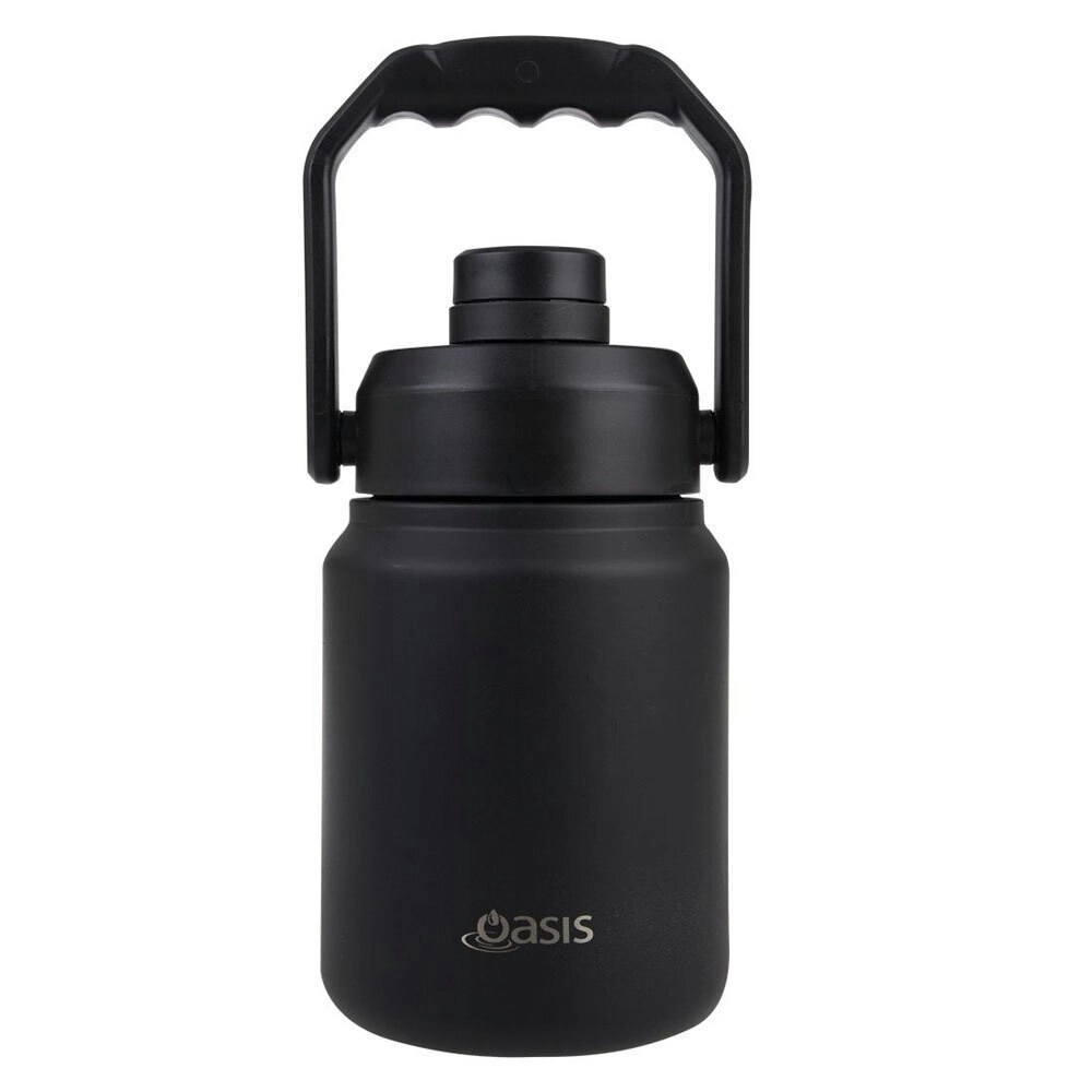 Oasis 1.2L Insulated Mini Jug Stainless Steel Drink Bottle w/ Carry Handle Black