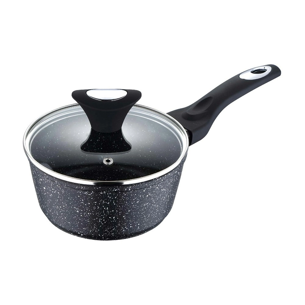 Bergner Galaxy 16cm Forged Aluminium Saucepan w/ Lid Pot Induction/Gas Black