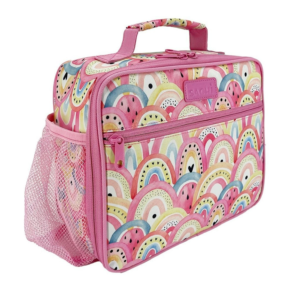 Sachi Style 321 Insulated 26cm Lunch Bag Storage w/ Bottle Holder Boho Rainbows