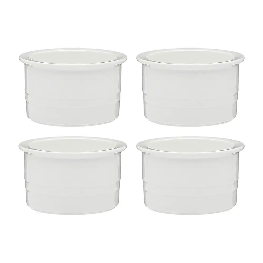 4pc Ecology Signature 11cm Porcelain Ramekin Dish Round Oven Bakeware White