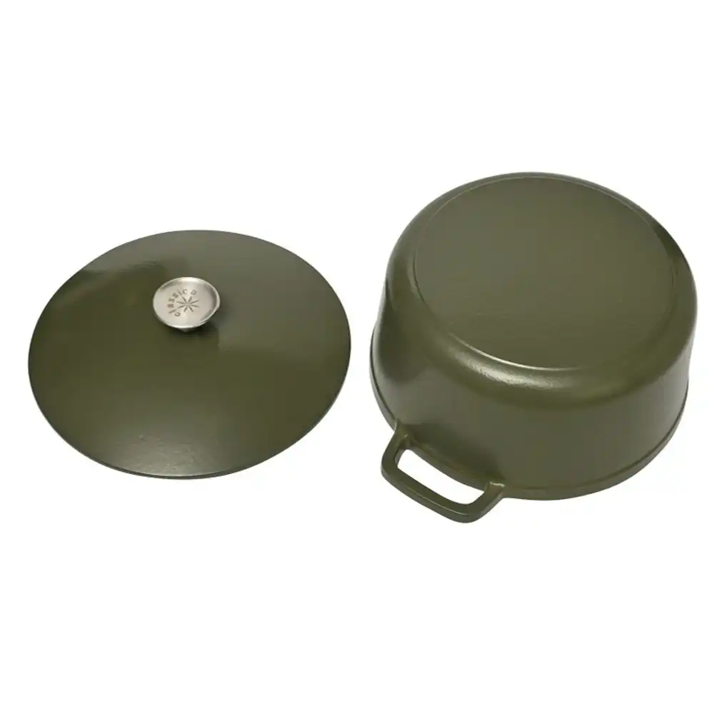 Classica 26cm/5.5L Oval Cast Iron Casserole Induction Cooking Pot Olive Green